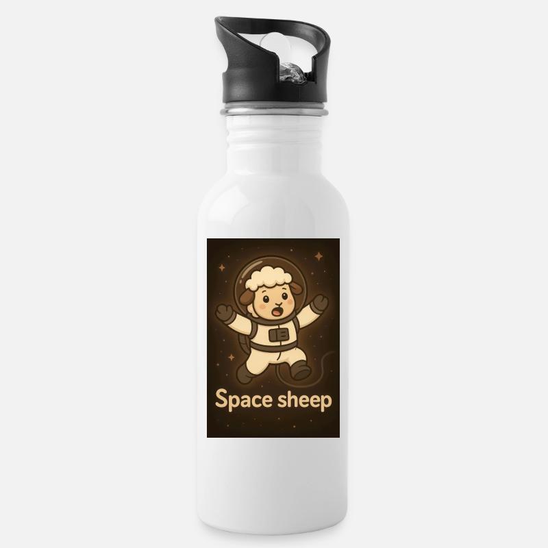 Space sheep - Water bottle with straw - white