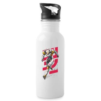 Futuristic Wolf Fighting Robot - Water bottle with straw - white - Right