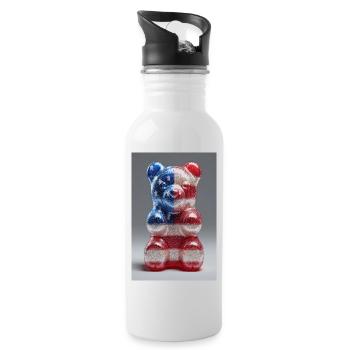 Drapeau américain Gummy Bear - Gourde avec paille intégrée - blanc - Droite