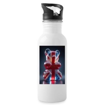 Ours gommeux Union Jack - Gourde avec paille intégrée - blanc - Droite