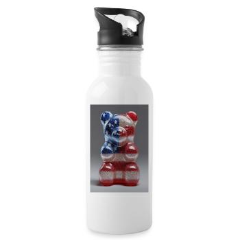 USA Stars & Stripes Gummy Bear - Water bottle with straw - white - Right