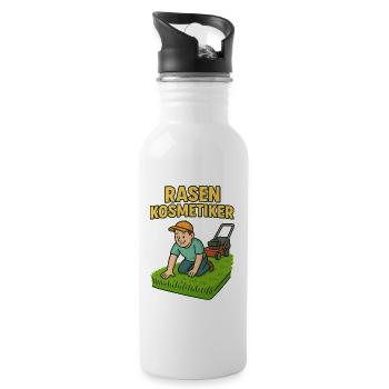 Rasenkosmetiker Humor Design - Trinkflasche mit integriertem Trinkhalm - Weiß - Rechts