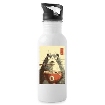 Chat choqué mangeant des ramen - Gourde avec paille intégrée - blanc - Droite