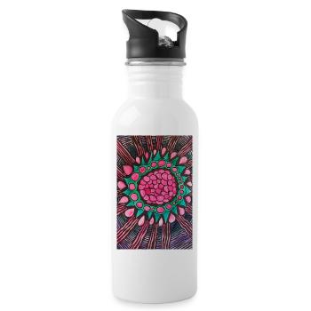 Raspberry - Water bottle with straw - white - Right