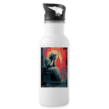 Crying Statue of Liberty - Water bottle with straw - white - Right