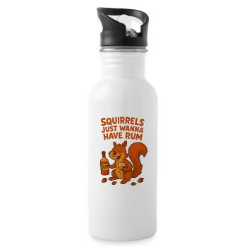 Squirrel with Rum and Humor - Water bottle with straw - white - Right