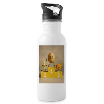 Normale Kartoffeln auf die 1 - Trinkflasche mit integriertem Trinkhalm - Weiß - Rechts