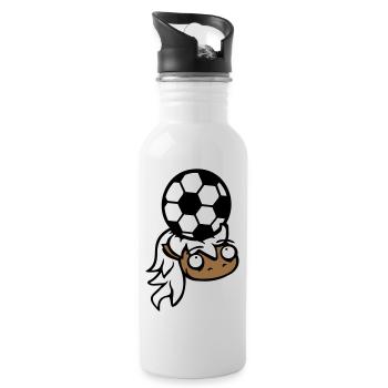 cheval football ballon jeu en-tête club fan hobby - Gourde avec paille intégrée - blanc - Droite