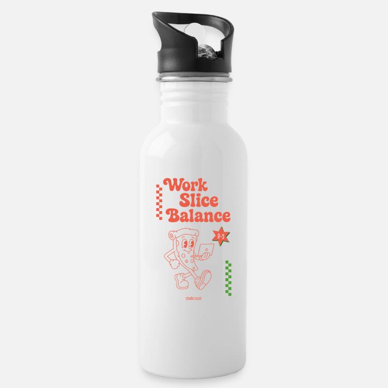 Work Slice Balance by studio scusi - Trinkflasche mit integriertem Trinkhalm - Weiß