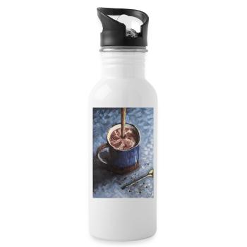 Coffee Choco Mug with Swirling Cocoa Art - Water bottle with straw - white - Right