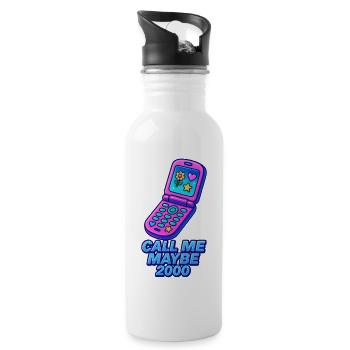 Retro Flip Phone mit Herz und Stern - Trinkflasche mit integriertem Trinkhalm - Weiß - Rechts