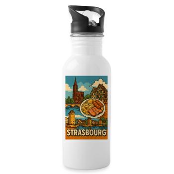 Delights in Strasbourg Sauerkraut - Water bottle with straw - white - Right