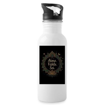 Blumenmandala mit Spiritualmotto - Trinkflasche mit integriertem Trinkhalm - Weiß - Rechts