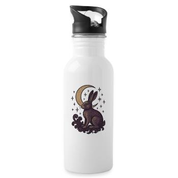 Celestial Hare Mystical Illustration - Water bottle with straw - white - Right