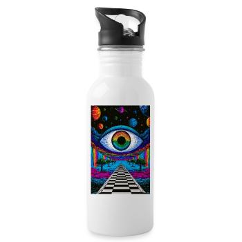Œil cosmique psychédélique sur chemin astral - Gourde avec paille intégrée - blanc - Droite