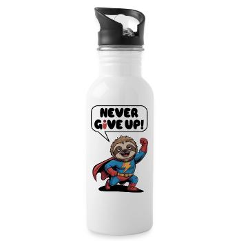 Never give up faultier - Trinkflasche mit integriertem Trinkhalm - Weiß - Rechts