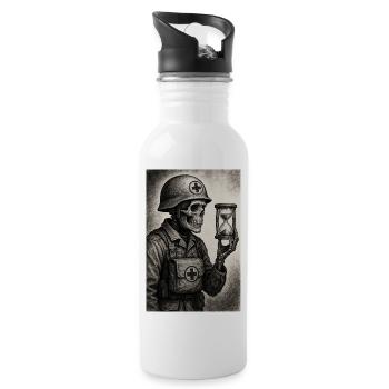 Mähdrescher der Zeit - Trinkflasche mit integriertem Trinkhalm - Weiß - Rechts