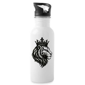 Löwe Krone  - Trinkflasche mit integriertem Trinkhalm - Weiß - Rechts