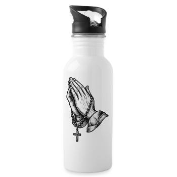 Praying hands - Water bottle with straw - white - Right