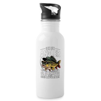Ich rette Karpfen – Lustiges Angler Motiv - Trinkflasche mit integriertem Trinkhalm - Weiß - Rechts