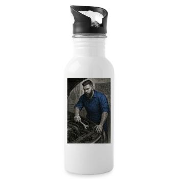 Artisan industriel avec clé - Gourde avec paille intégrée - blanc - Droite