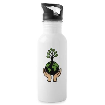 Arbre du monde en forme de cœur - Gourde avec paille intégrée - blanc - Droite