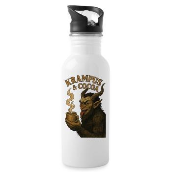 Illustration festive de Krampus et Cocoa - Gourde avec paille intégrée - blanc - Droite