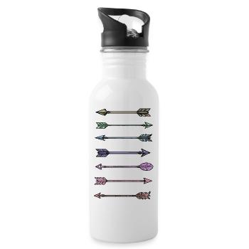 Bunte Pfeile Design - Trinkflasche mit integriertem Trinkhalm - Weiß - Rechts
