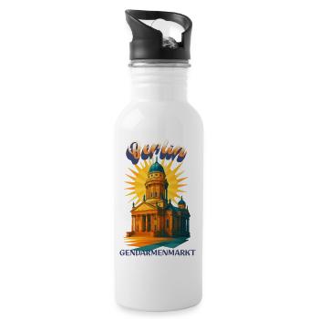 Berlin - GENDARMENMARKT - Urban Retro Dreams - Water bottle with straw - white - Right