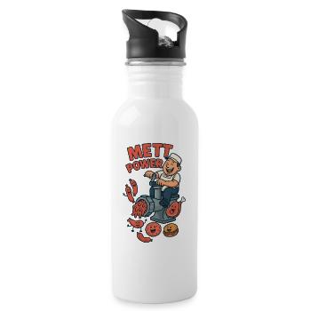 Humorous Meat Humor Illustration - Water bottle with straw - white - Right