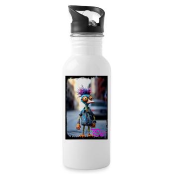 Poupée colorée imprimée avec personnage de monstre - Gourde avec paille intégrée - blanc - Droite