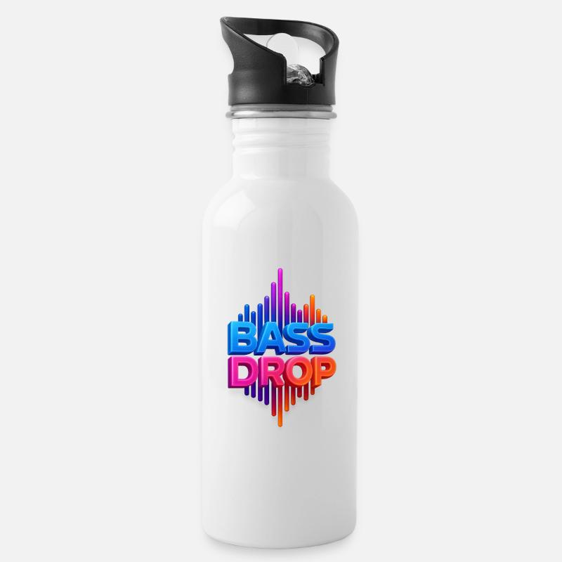 Vivid bass visualization - Water bottle with straw - white