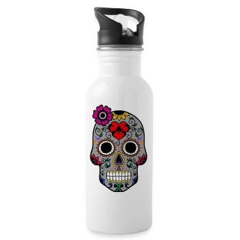 Sugar skull Halloween - Water bottle with straw - white - Right