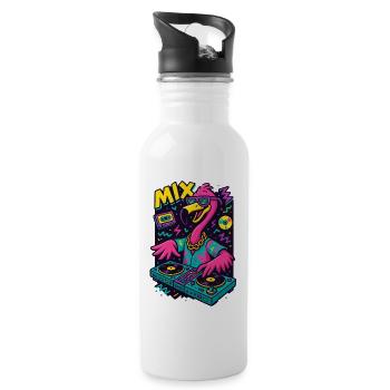 Neon Flamingo  - Trinkflasche mit integriertem Trinkhalm - Weiß - Rechts