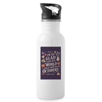 Autumn Literature October Anne Quote - Water bottle with straw - white - Right