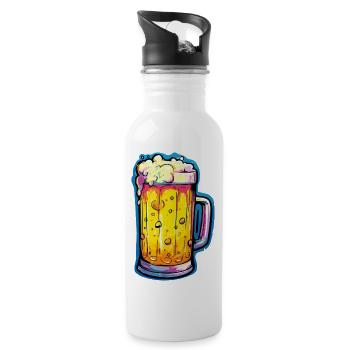 Beer Comic Beer Glass - Water bottle with straw - white - Right