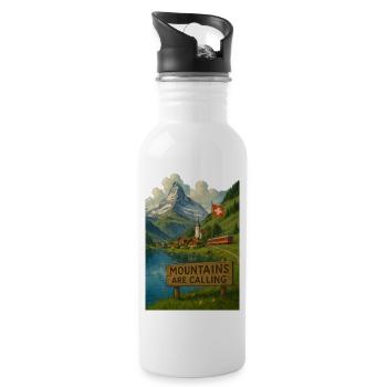 Swiss_alps - Trinkflasche mit integriertem Trinkhalm - Weiß - Rechts