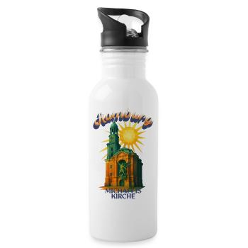 Hamburg Michel Shirt – St. Michaelis Kirche Retro  - Trinkflasche mit integriertem Trinkhalm - Weiß - Rechts