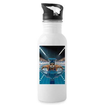 Humanoid Otter in Pool - Water bottle with straw - white - Right