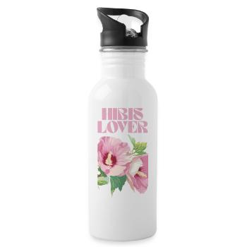 Hibis Lover Floral Design - Gourde avec paille intégrée - blanc - Droite