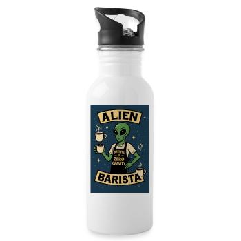Alien Barista Coffee Art Tee - Water bottle with straw - white - Right