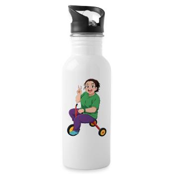 Personnage de dessin animé coloré sur le vélo - Gourde avec paille intégrée - blanc - Droite
