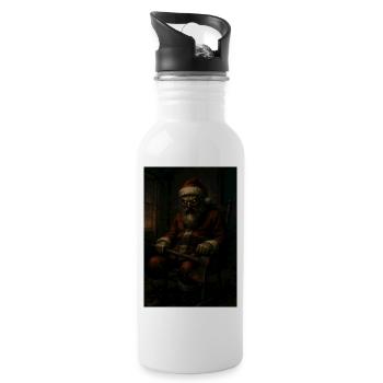 Dark Santa Claus with Axe - Water bottle with straw - white - Right