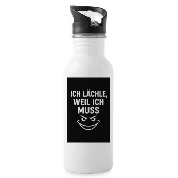Humorous slogan with a mischievous smile - Water bottle with straw - white - Right