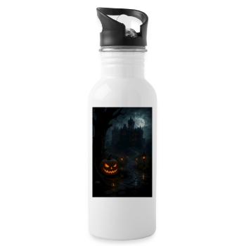 Citrouille gothique effrayante pour Halloween - Gourde avec paille intégrée - blanc - Droite