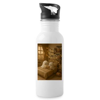 Halloween cozy Ghost - Trinkflasche mit integriertem Trinkhalm - Weiß - Rechts