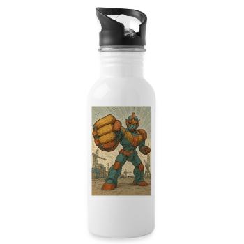 Roboter-Kampfhaltung in Docks - Trinkflasche mit integriertem Trinkhalm - Weiß - Rechts