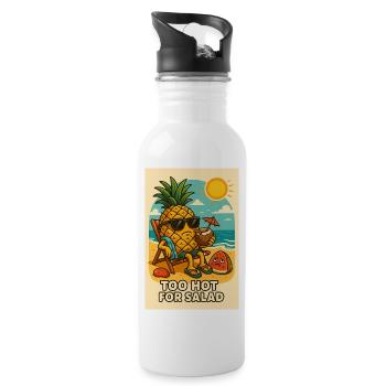 Pineapple with sunglasses on the beach - Water bottle with straw - white - Right