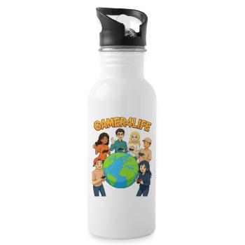 Gamer4Life Global Friendship - Water bottle with straw - white - Right