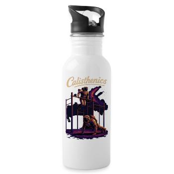 Calisthenics Astronaut Dips Push-ups Gift - Water bottle with straw - white - Right